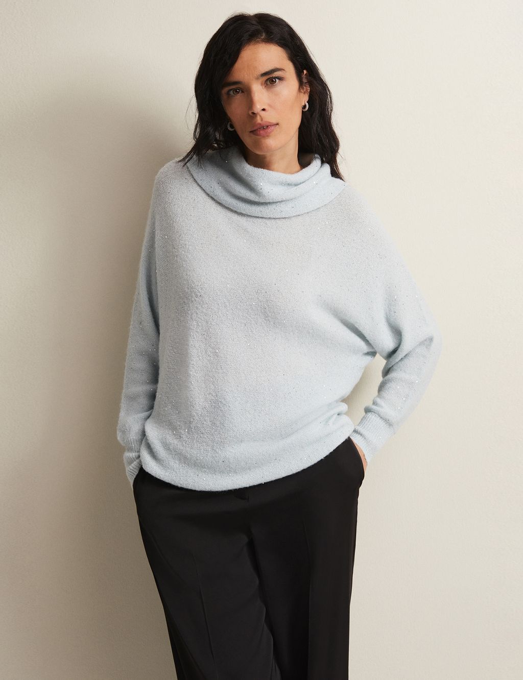 Sequin Roll Neck Jumper with Wool