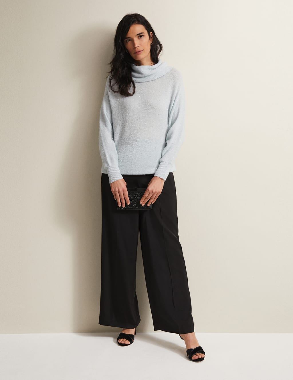 Sequin Roll Neck Jumper with Wool image 4