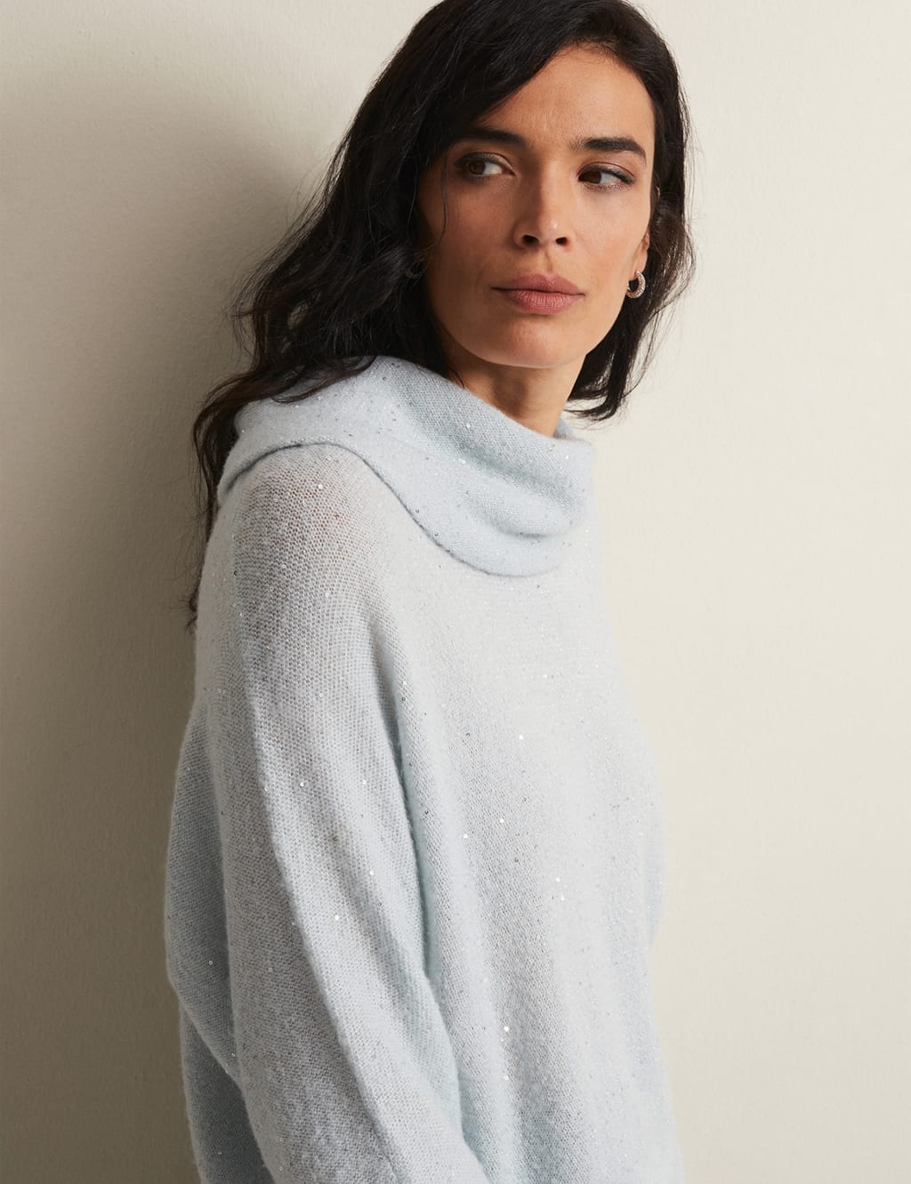 Sequin Roll Neck Jumper with Wool image 6