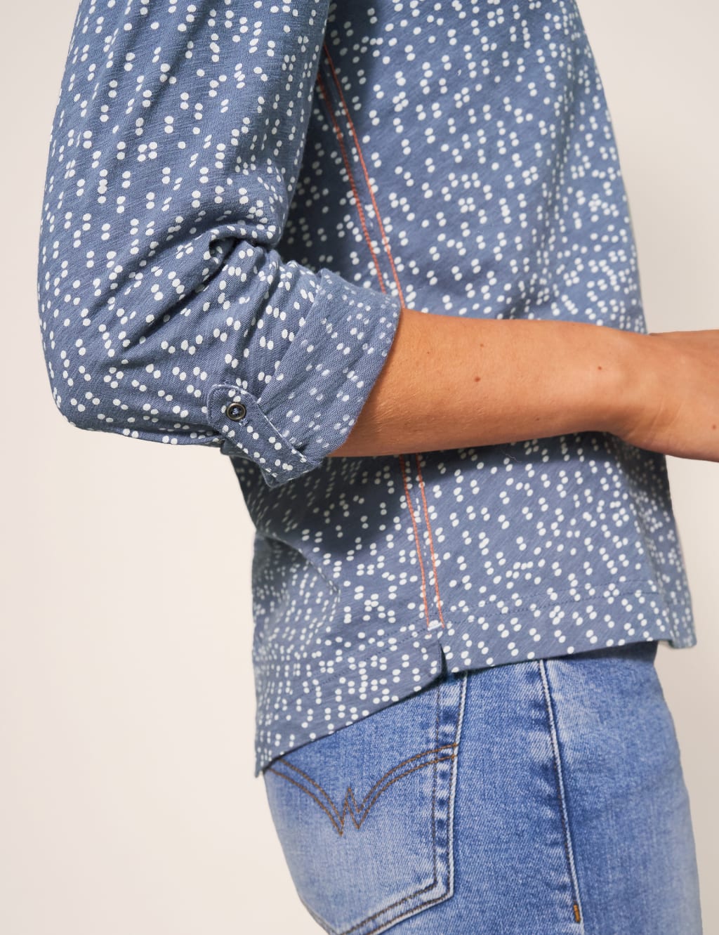 Jersey Printed Collared V-Neck Shirt image 4