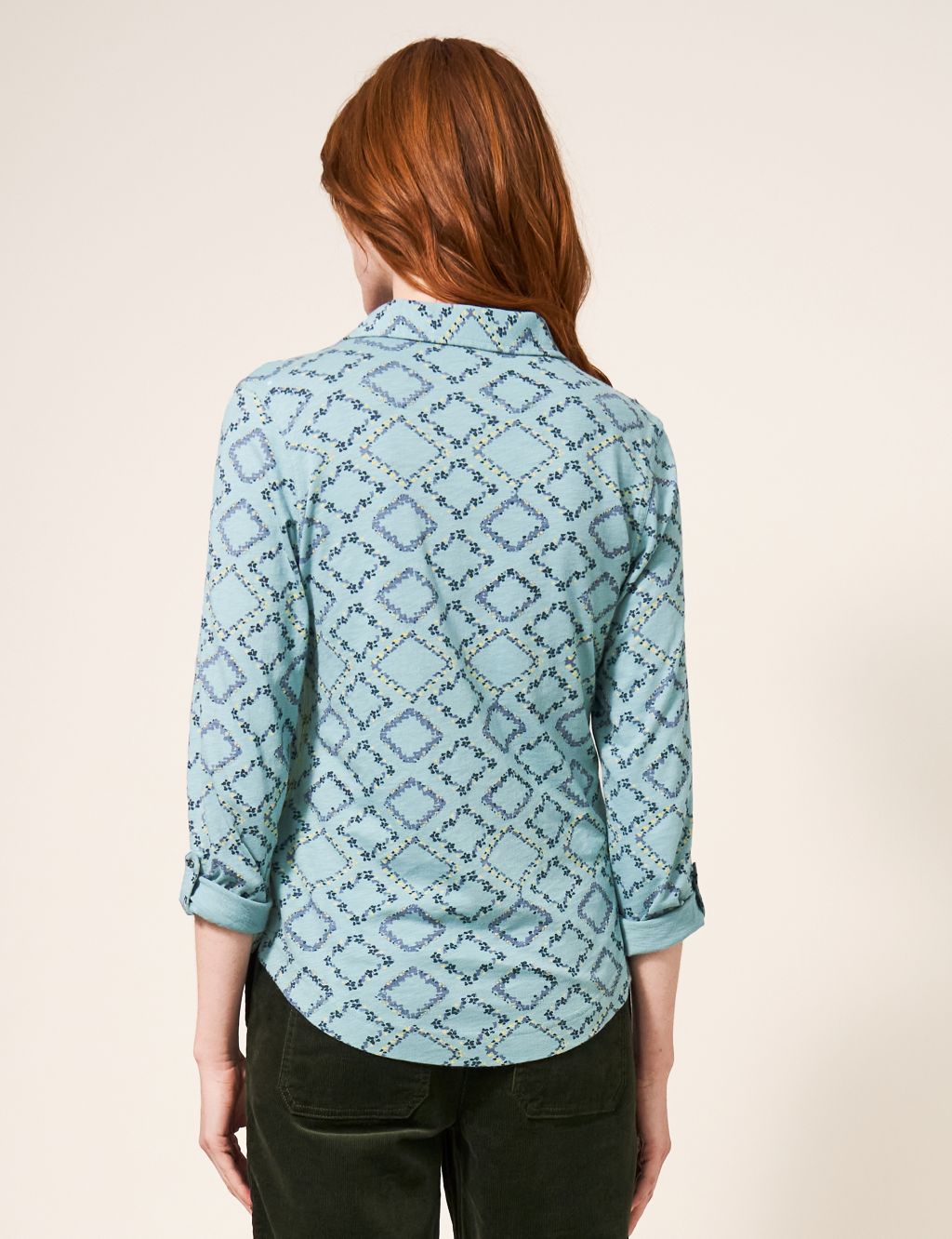 Pure Cotton Geometric Floral Collared Shirt image 3