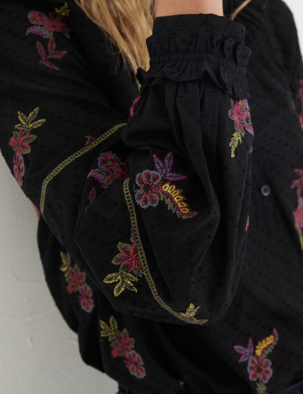 Pure Cotton Embroidered High Neck Blouse image 5