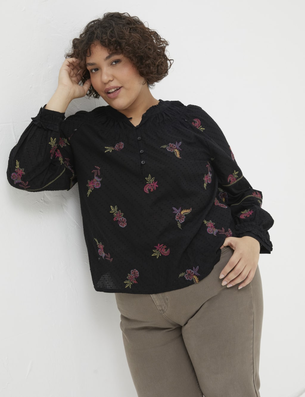 Pure Cotton Embroidered High Neck Blouse image 6