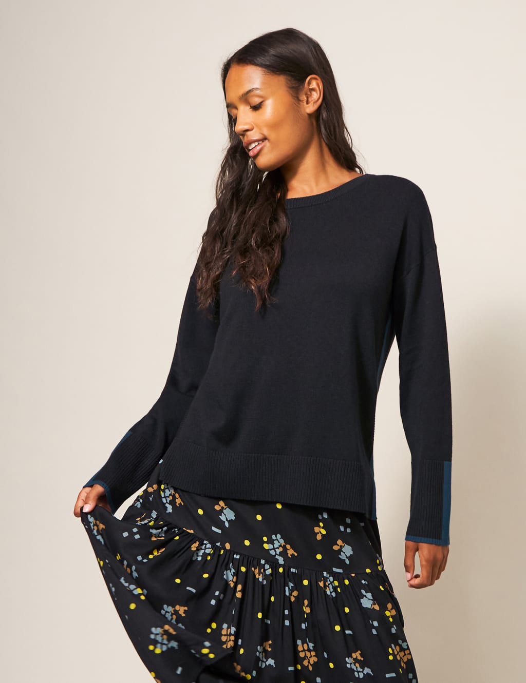 Printed Midi A-Line Tiered Skirt image 1