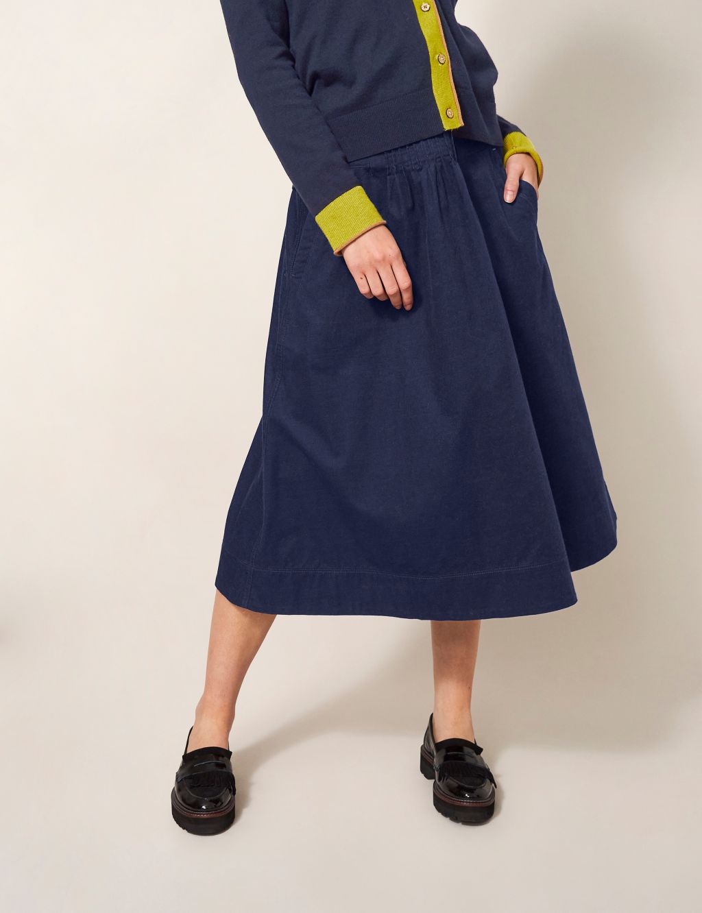 Cord Midi A-Line Skirt image 1