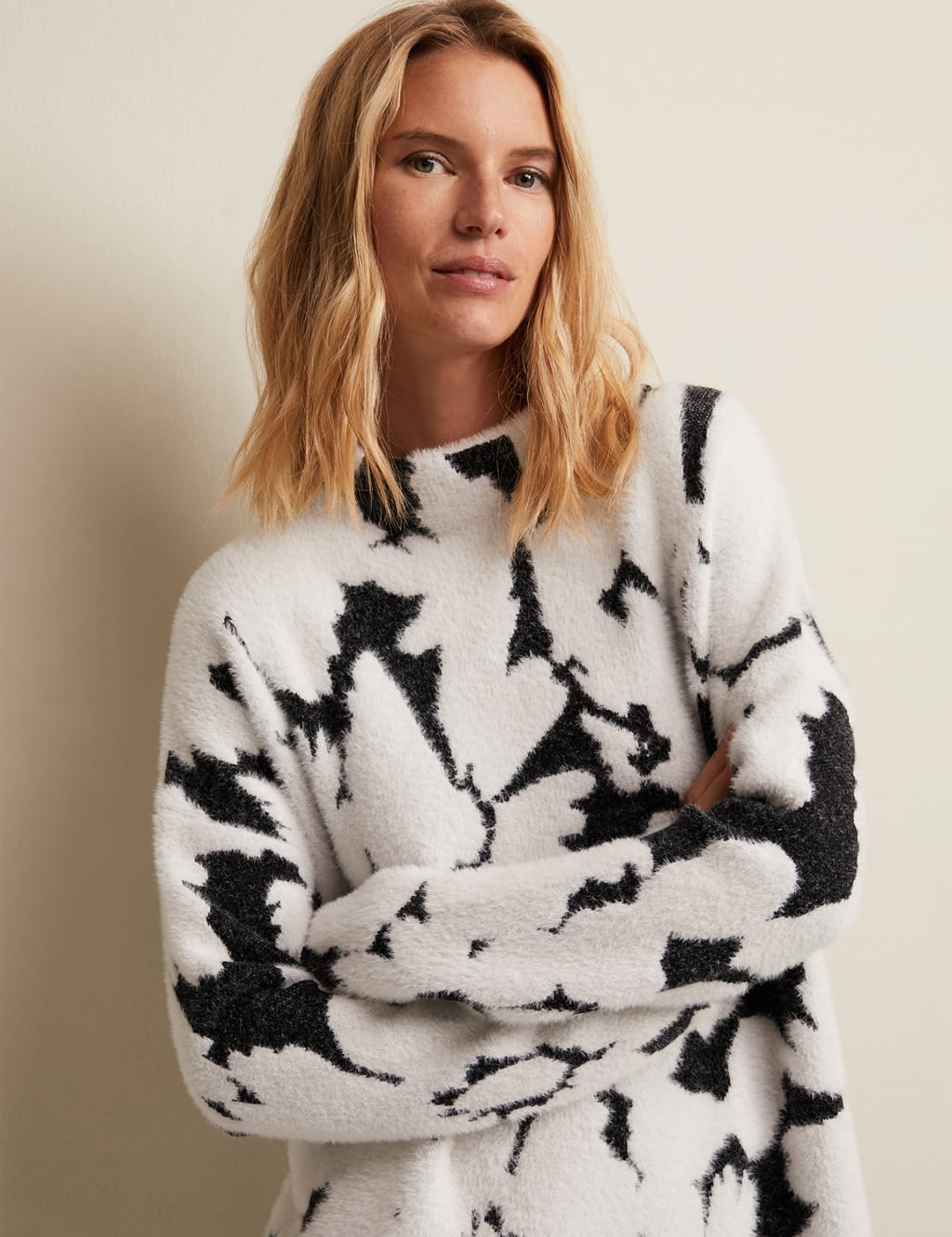 Floral Jacquard Textured High Neck Jumper image 1
