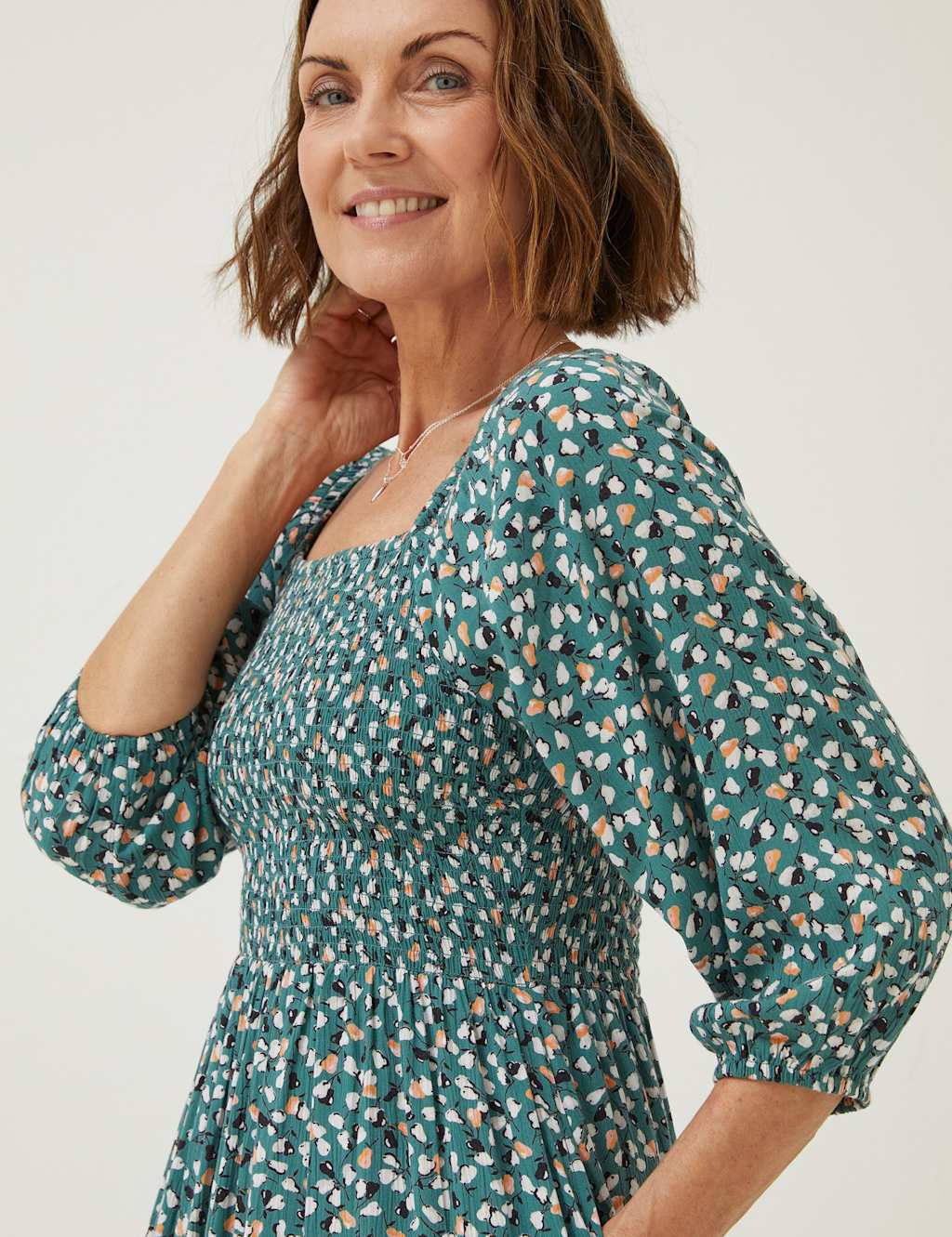 Pear Print Square Neck Midi Waisted Dress image 5
