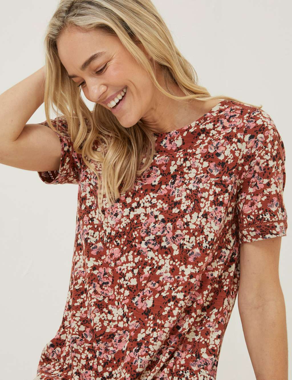 Cotton Rich Floral Knee Length Skater Dress image 3