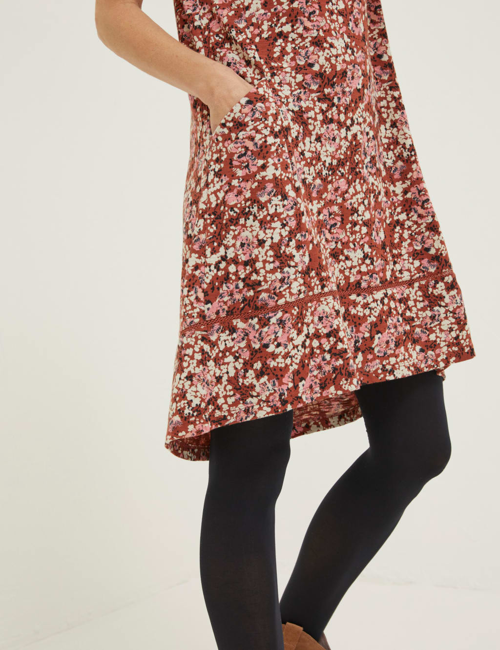 Cotton Rich Floral Knee Length Skater Dress image 5