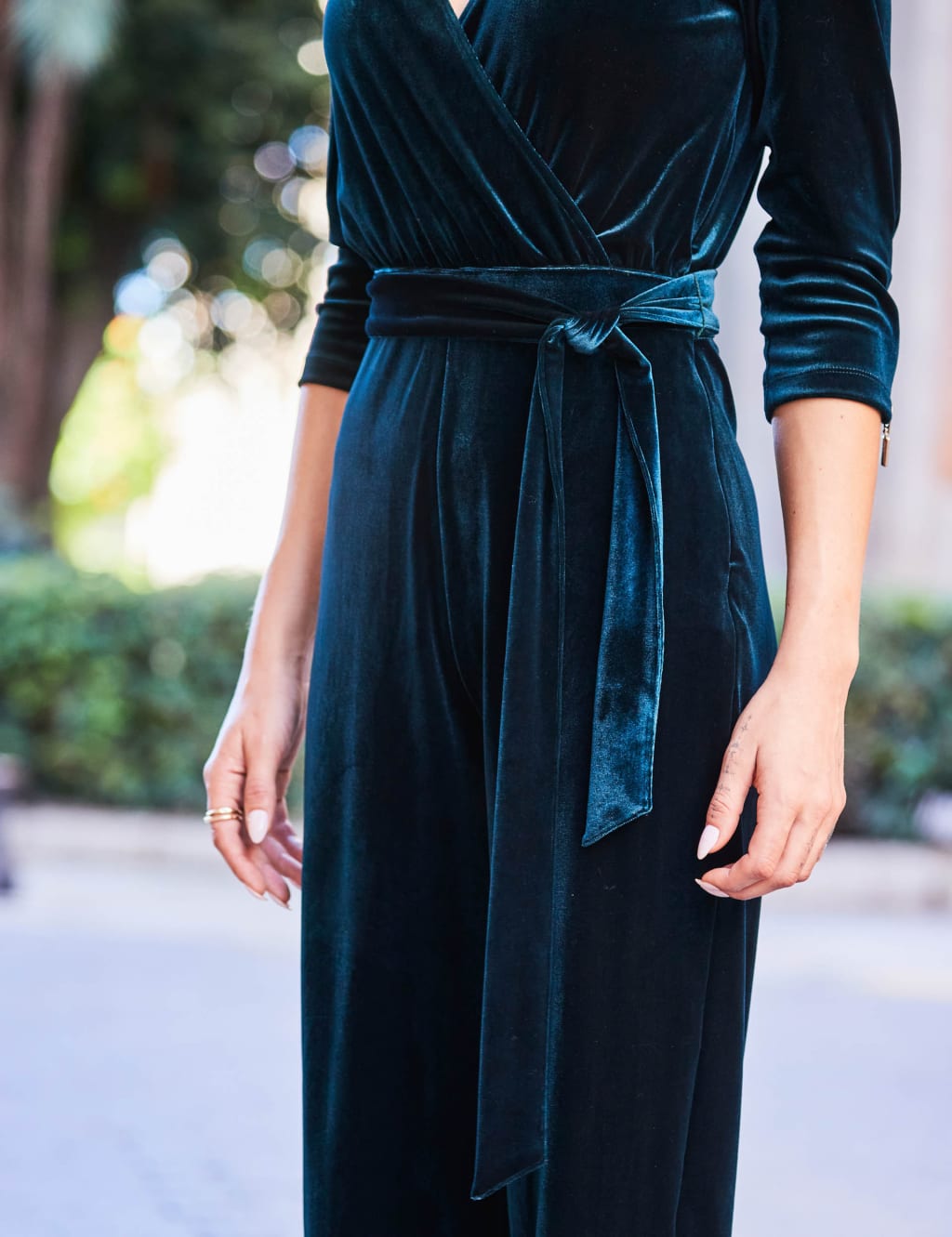 Velvet Belted Wrap Jumpsuit image 5