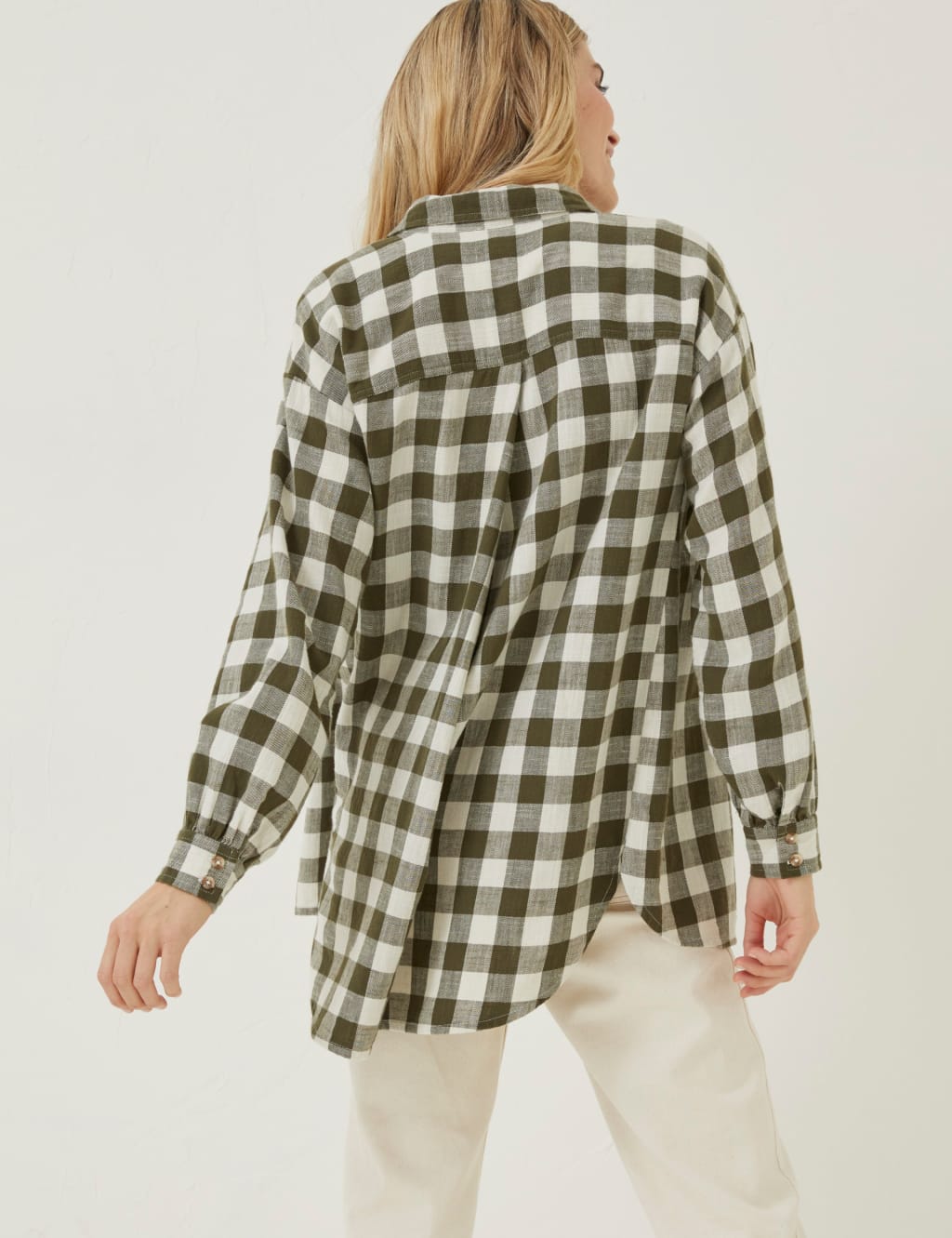 Pure Cotton Checked Longline Shirt image 4