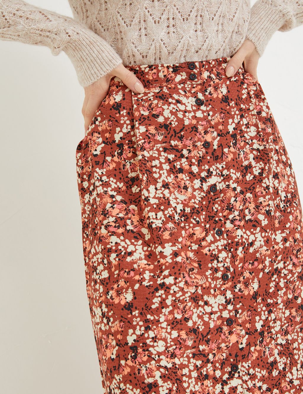 Floral Midaxi Split Front Slip Skirt image 2