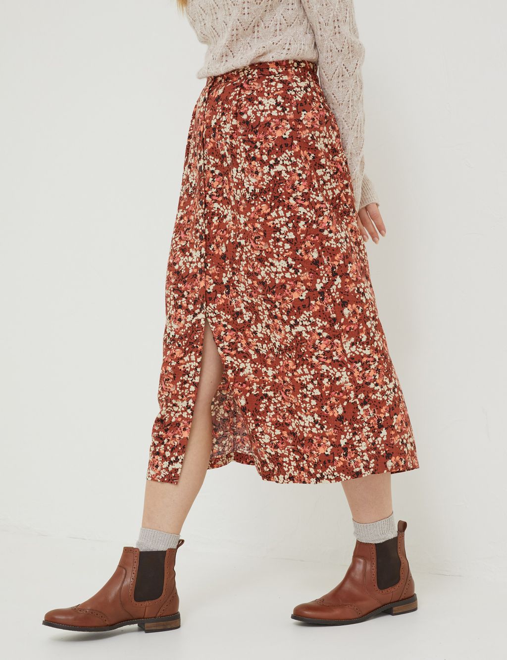 Floral Midaxi Split Front Slip Skirt image 4