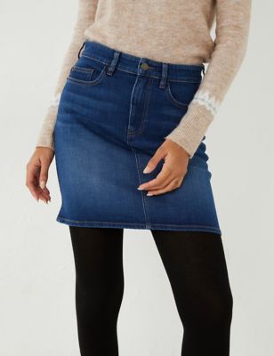Fatface Womens Denim Mini Skirt - 22 - Blue, Blue