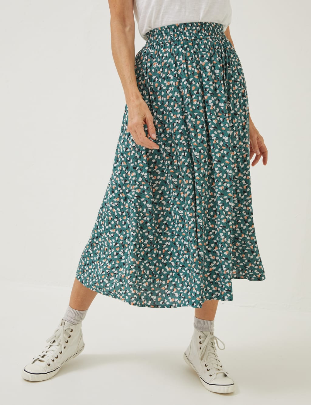 Floral Midi Tiered Skirt image 1