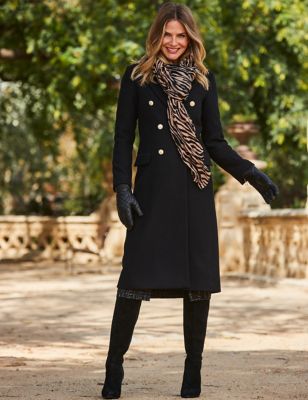 Sosandar Womens Wool Blend Tailored Longline Coat - 10 - Black, Black