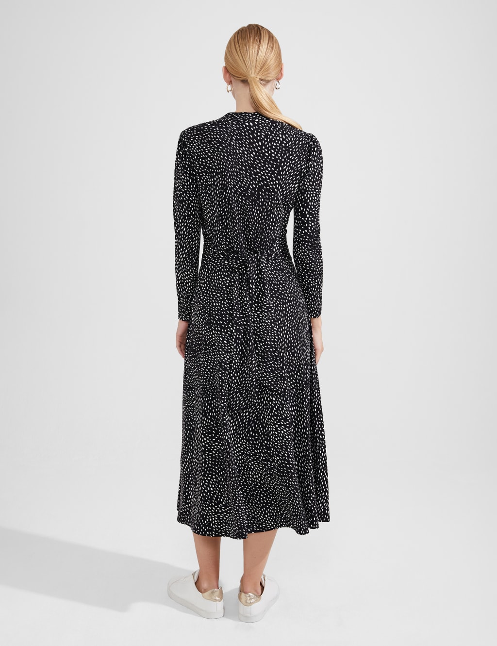 Jersey Polka Dot V-Neck Midi Swing Dress image 4