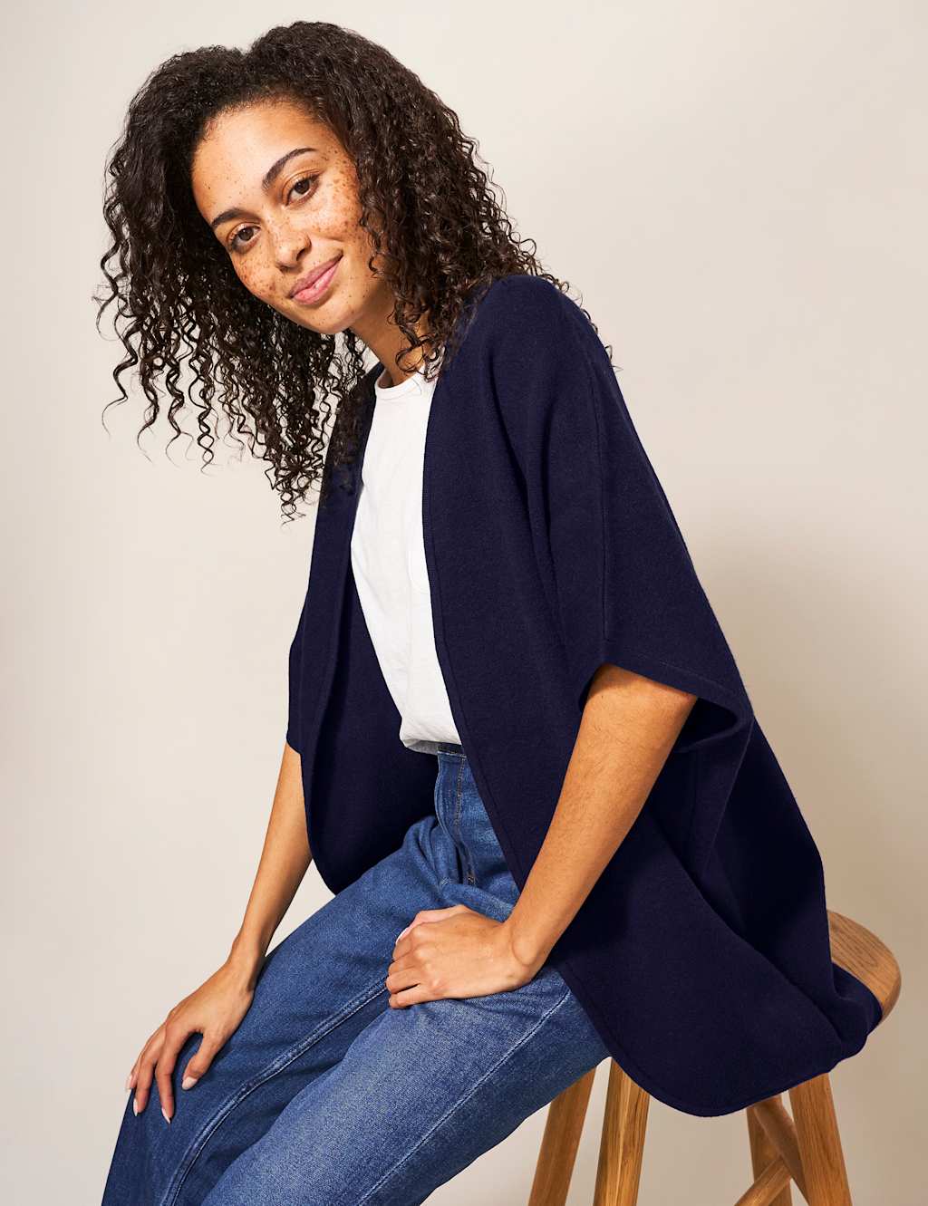 Cotton Rich V-Neck Relaxed Cardigan image 3