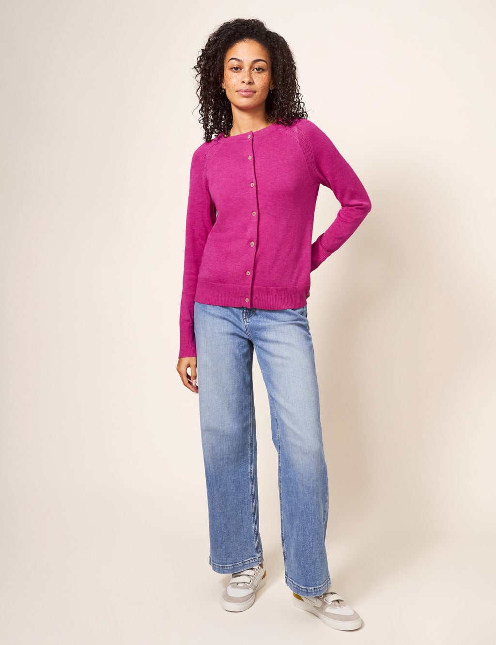 Pure Cotton Crew Neck Button Front Cardigan image 1