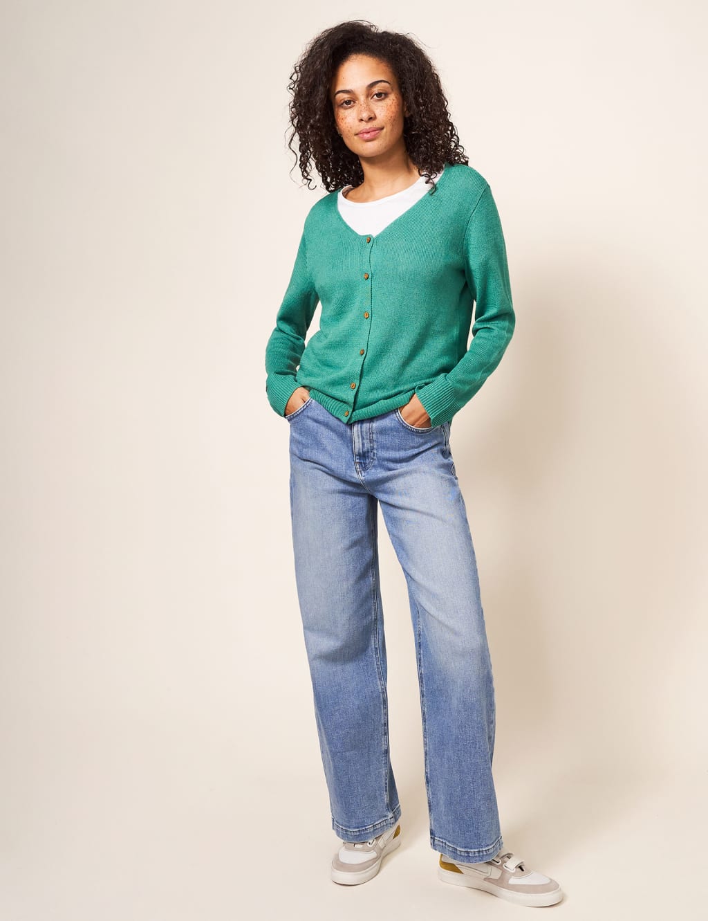 Cotton Rich Knitted V-Neck Cardigan image 1