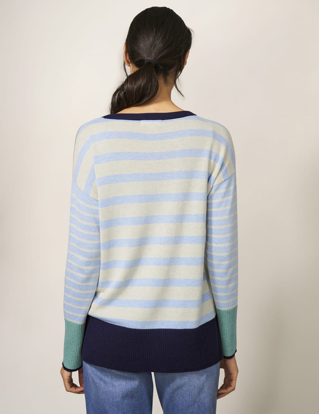 Cotton Rich Striped Round Neck Jumper image 3