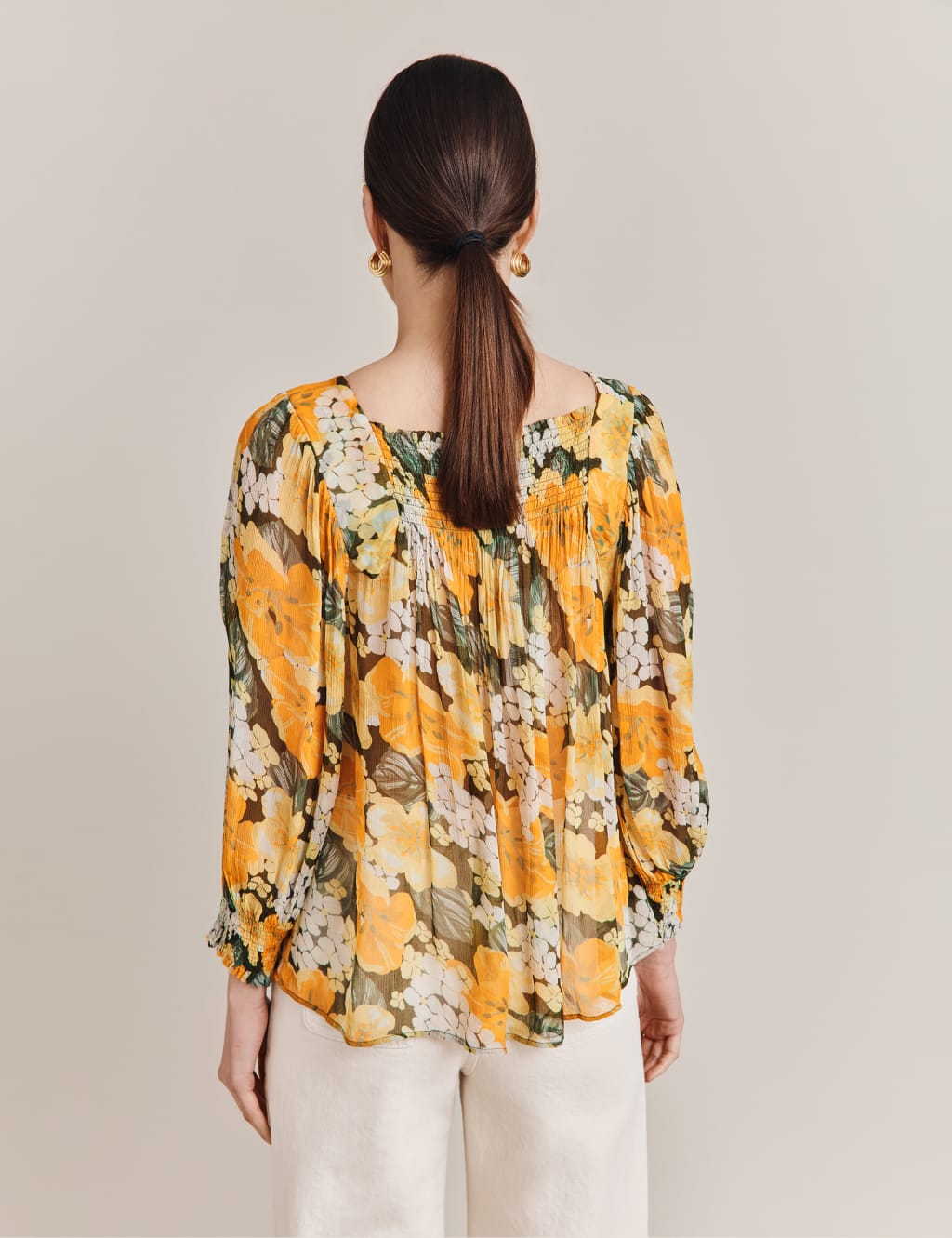 Floral Square Neck Shirred Blouse image 2