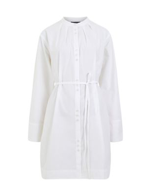 French Connection Womens Knee Length Shirt Dress - XS - White, White