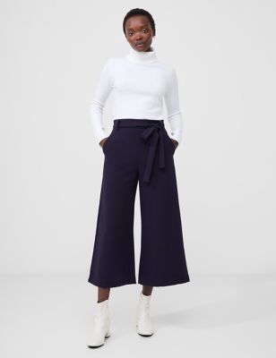 French Connection Women's Belted Wide Leg Culottes - 8 - Navy, Navy