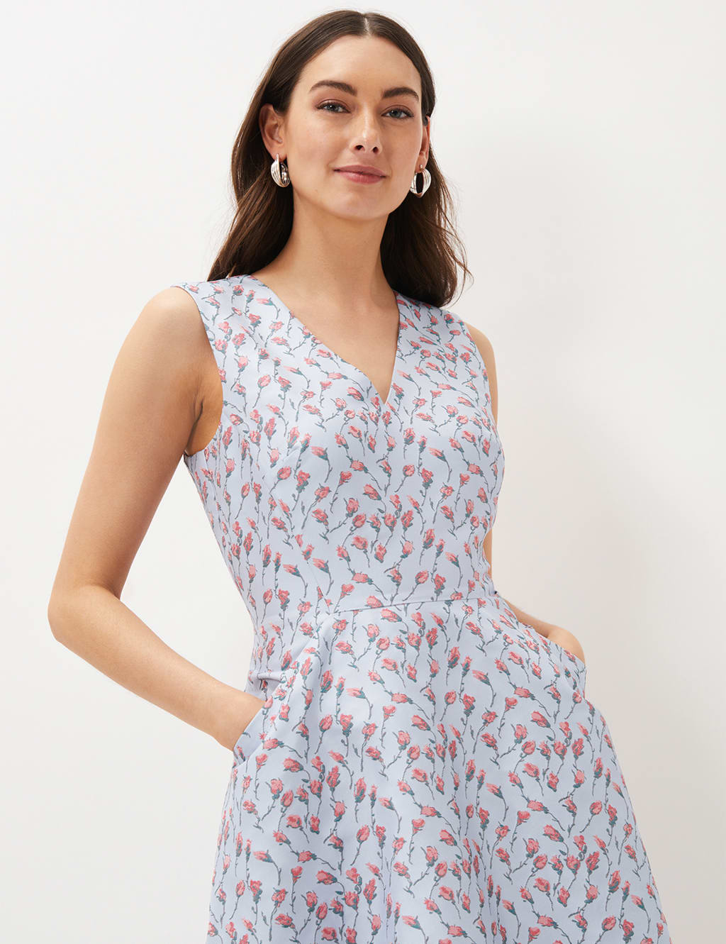 Jacquard V-Neck Knee Length Tea Dress image 3