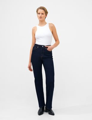 French Connection Womens High Waisted Wide Leg Jeans - 6 - Blue, Blue