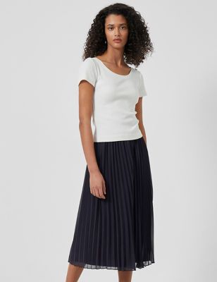 French Connection Women's Pleated Midi Skirt - XS - Navy, Navy