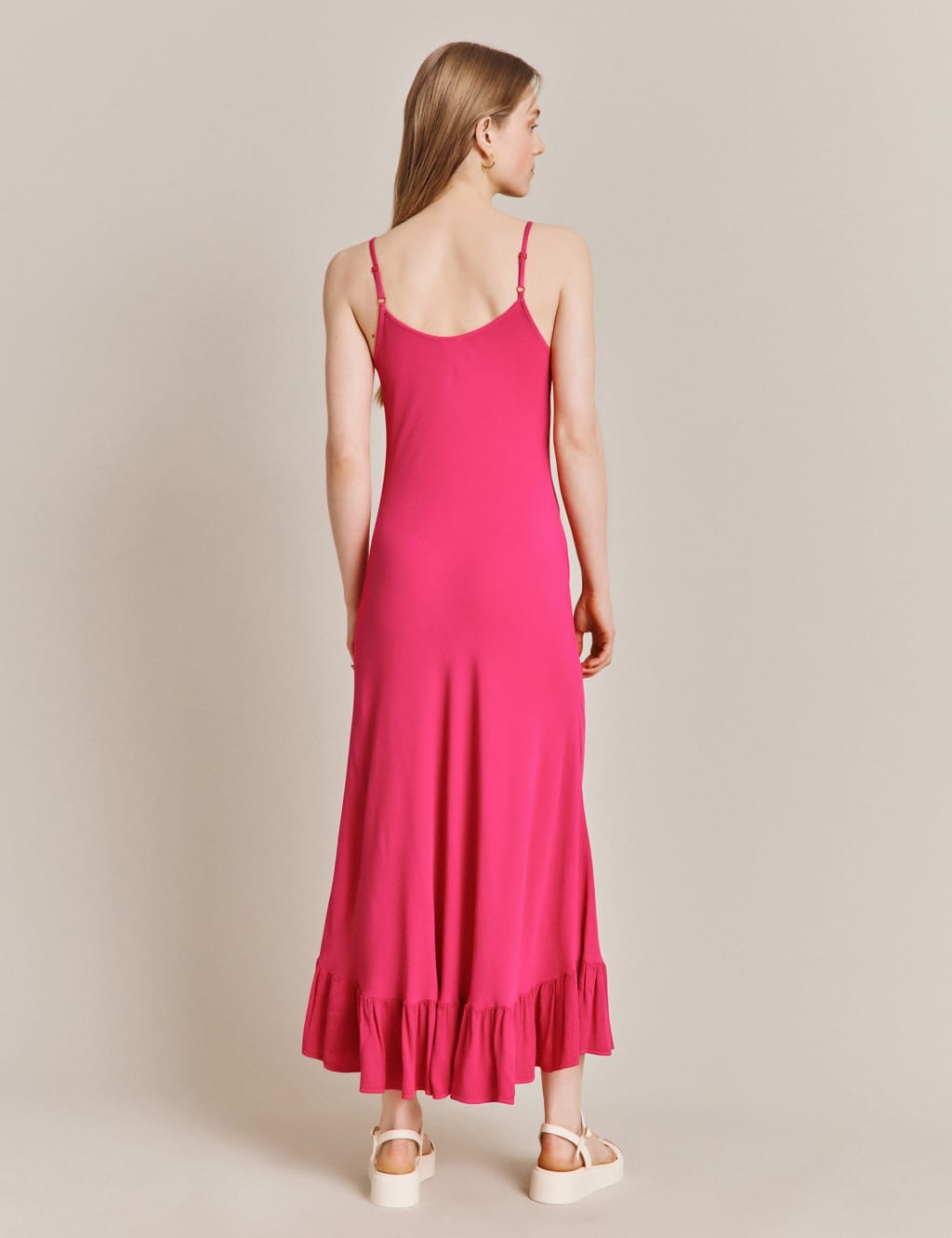 Tie Neck Strappy Midi Tiered Slip Dress image 2
