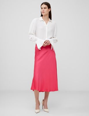 French Connection Womens Satin Midaxi Slip Skirt - XS - Pink, Pink