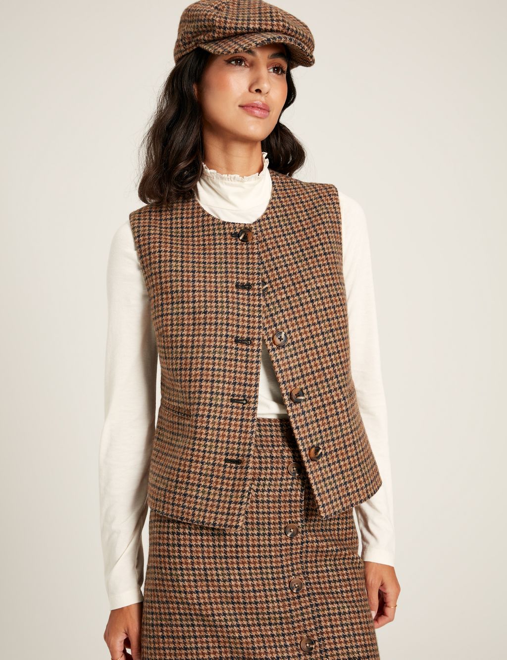 Wool Rich Tweed Checked Gilet