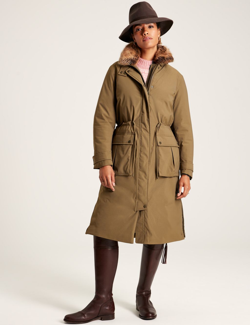 Waterproof Padded Hooded Parka With Faux Fur