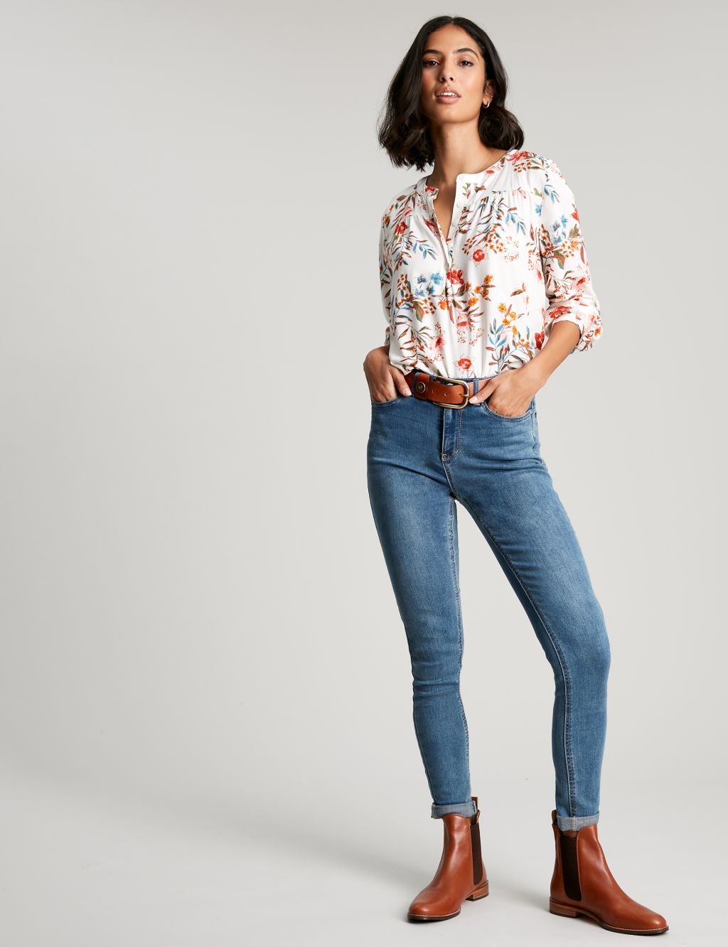 Floral Round Neck Popover Blouse image 1