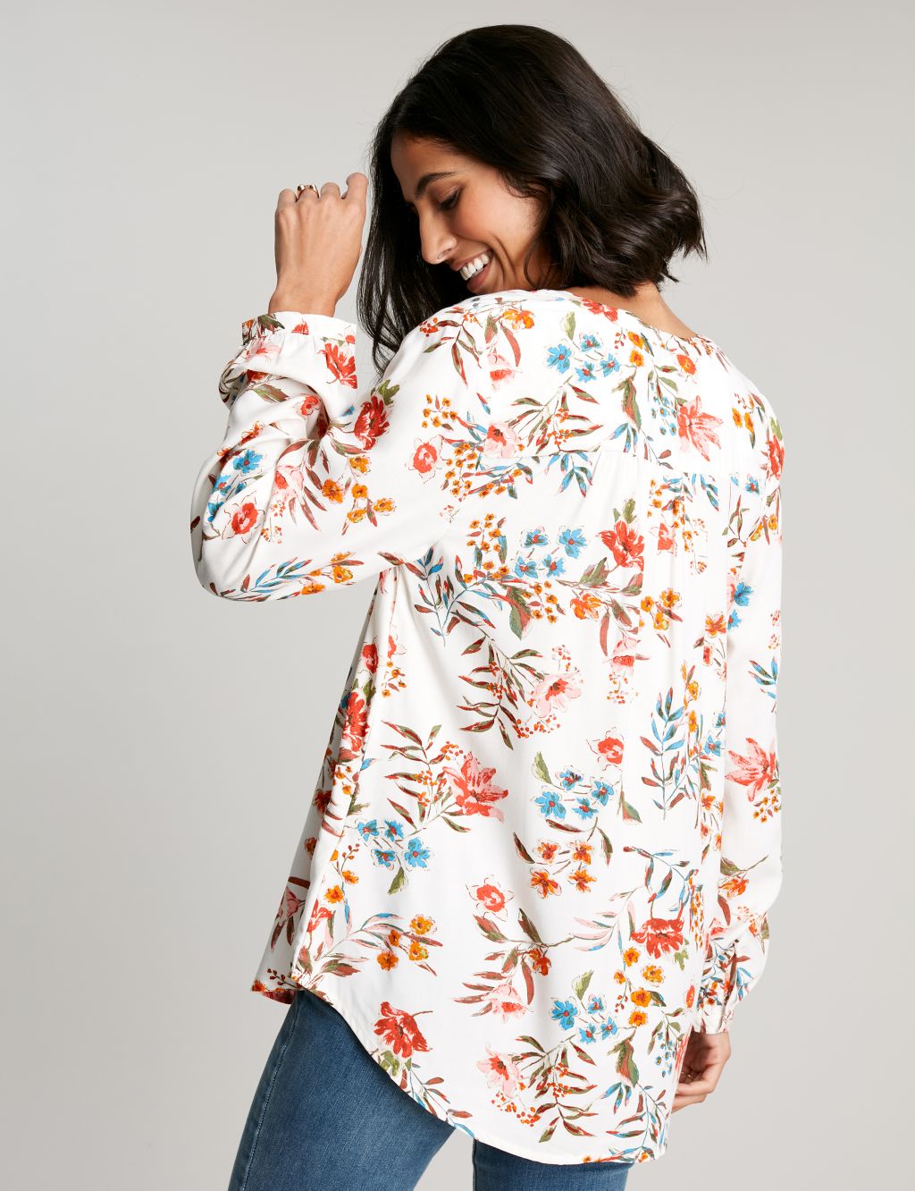 Floral Round Neck Popover Blouse image 2