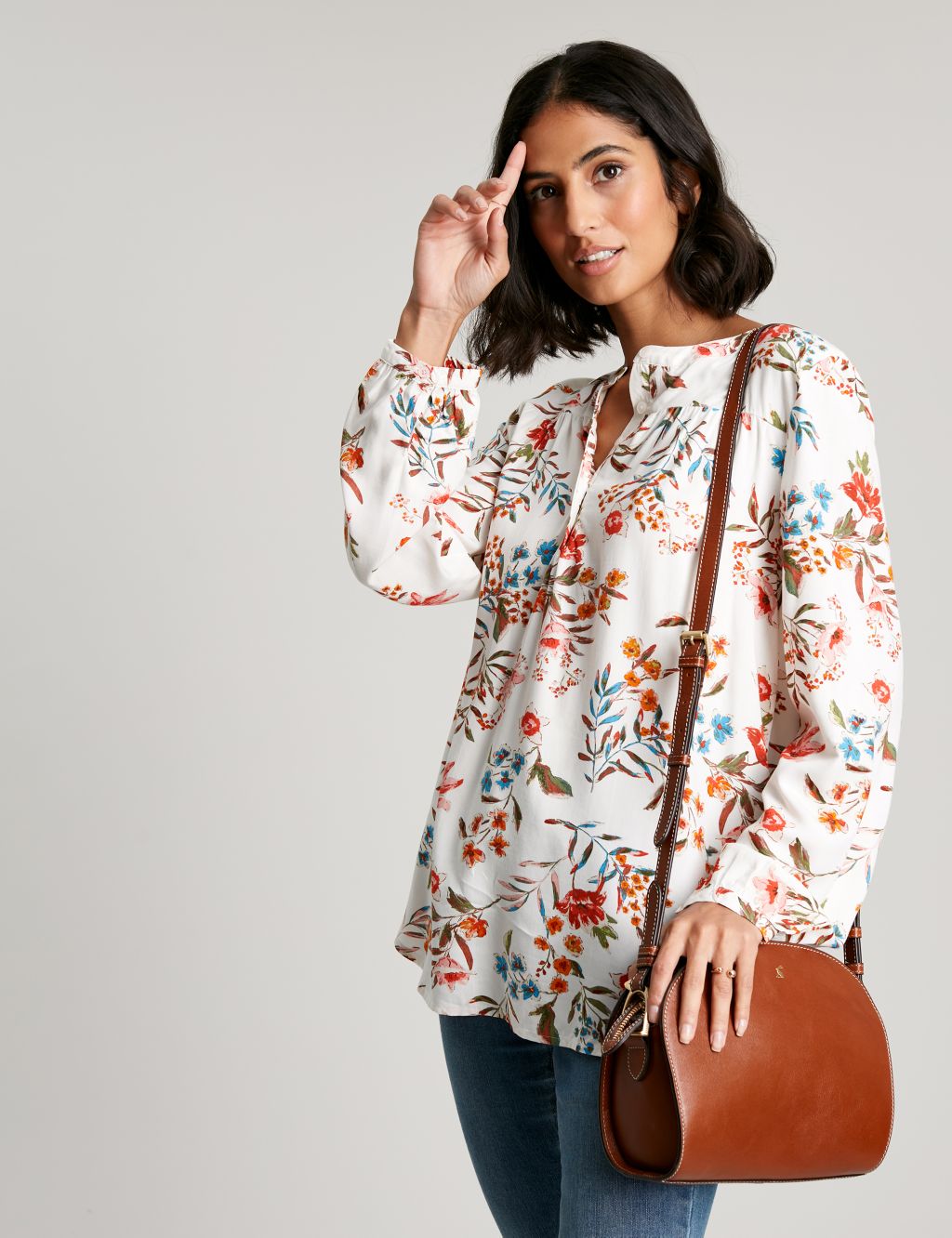 Floral Round Neck Popover Blouse image 6