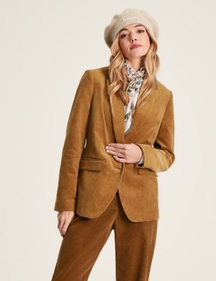 Joules Womens Cord Tailored Single Breasted Blazer - 6 - Brown Mix, Brown Mix