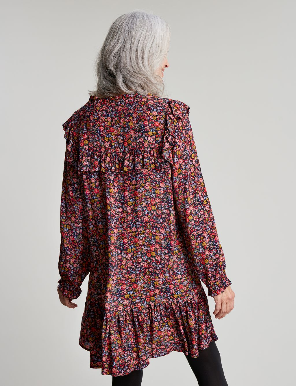 Floral Round Neck Frill Detail Tunic image 6