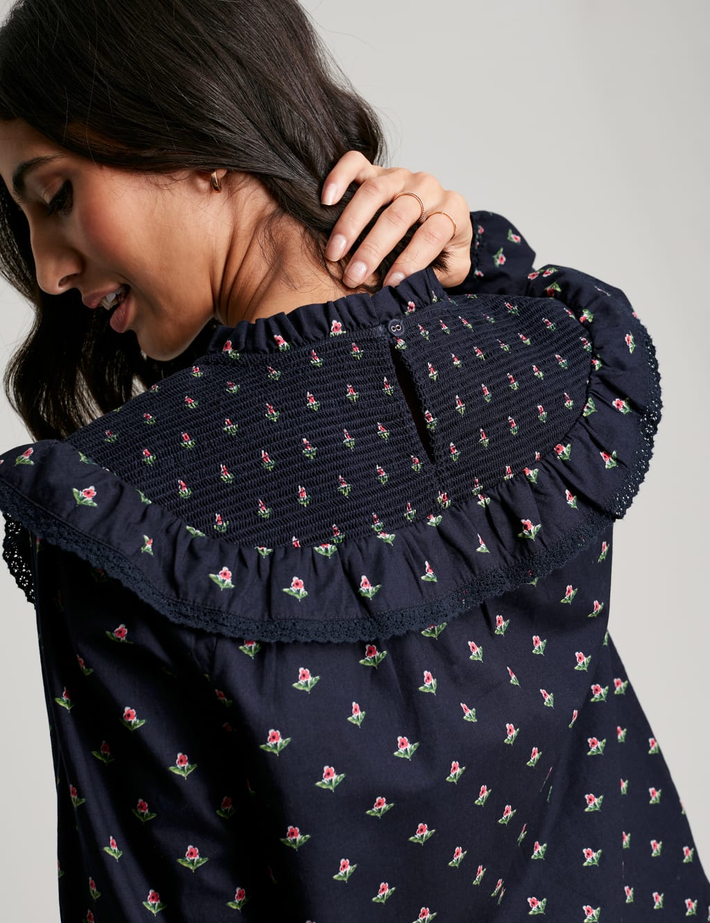 Pure Cotton Floral Frill Detail Blouse image 2
