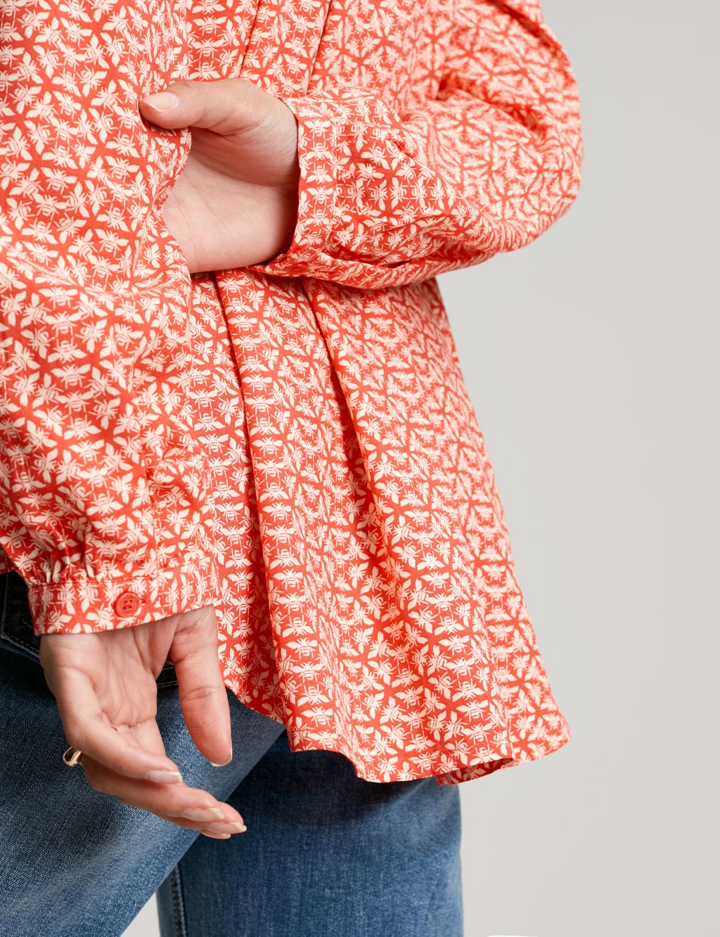 Printed Round Neck Popover Blouse image 4