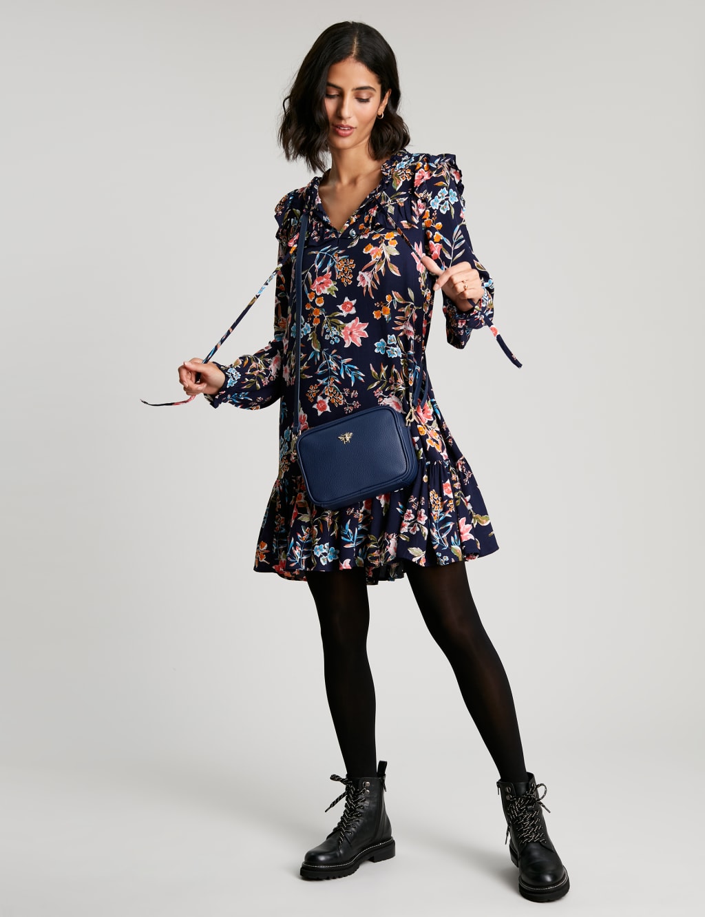 Floral Tie Neck Frill Detail Tunic image 2