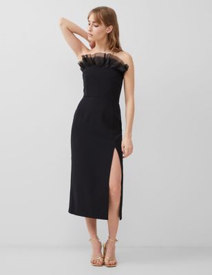 French Connection Womens Sweetheart Neckline Midi Column Dress - 8 - Black, Black