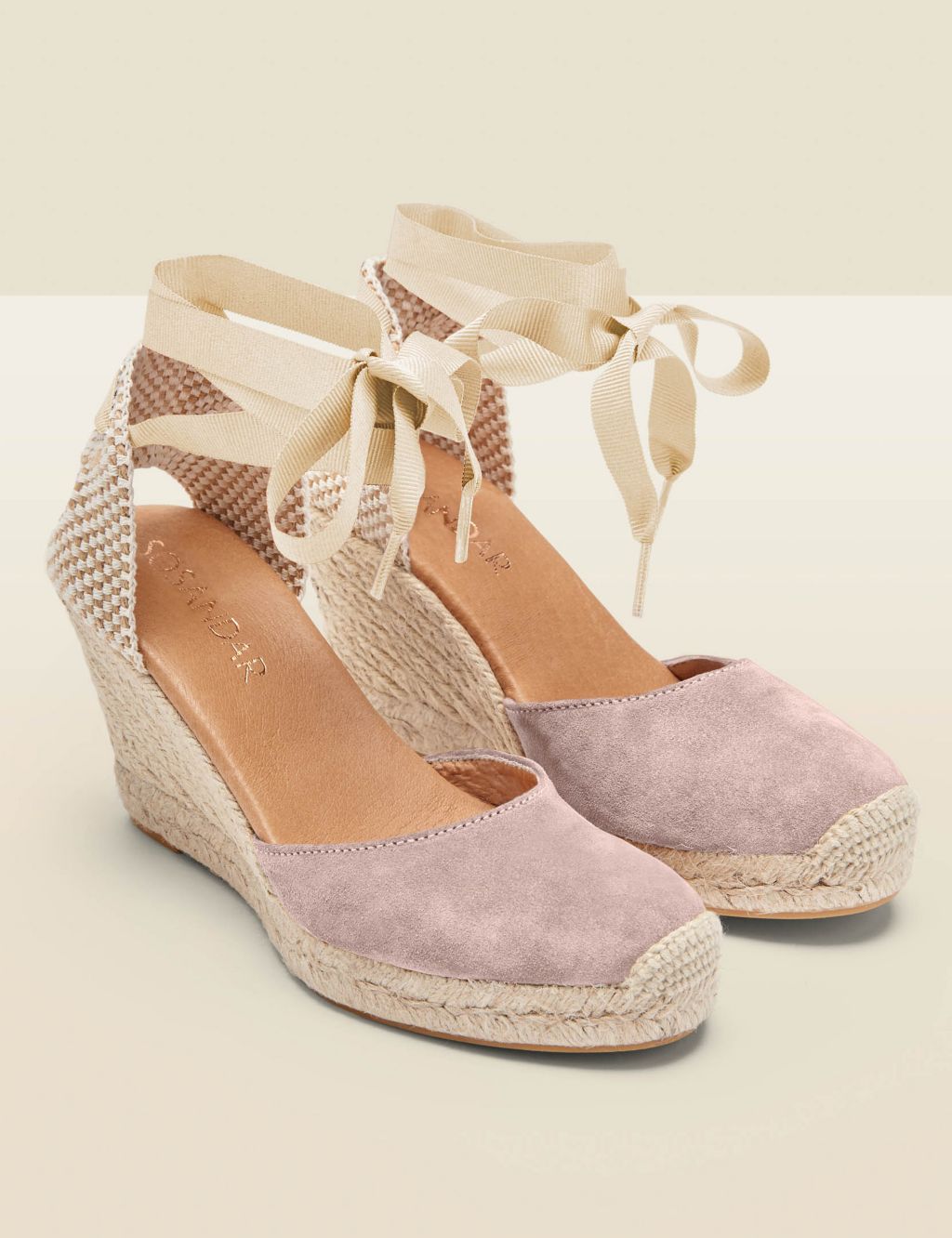 Suede Lace Up Wedge Espadrilles image 2