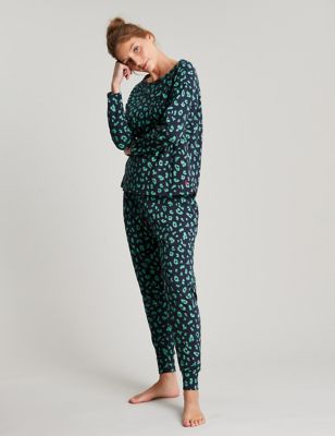 Joules Womens Cotton Rich Animal Print Pyjama Set - XXL - Blue Mix, Blue Mix