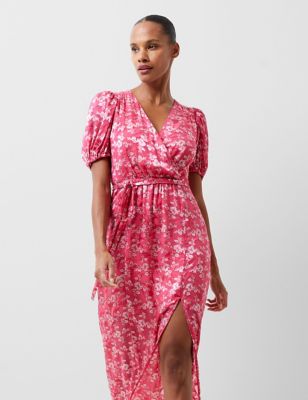 French Connection Womens Burnout Floral Midaxi Wrap Dress - 8 - Pink Mix, Pink Mix