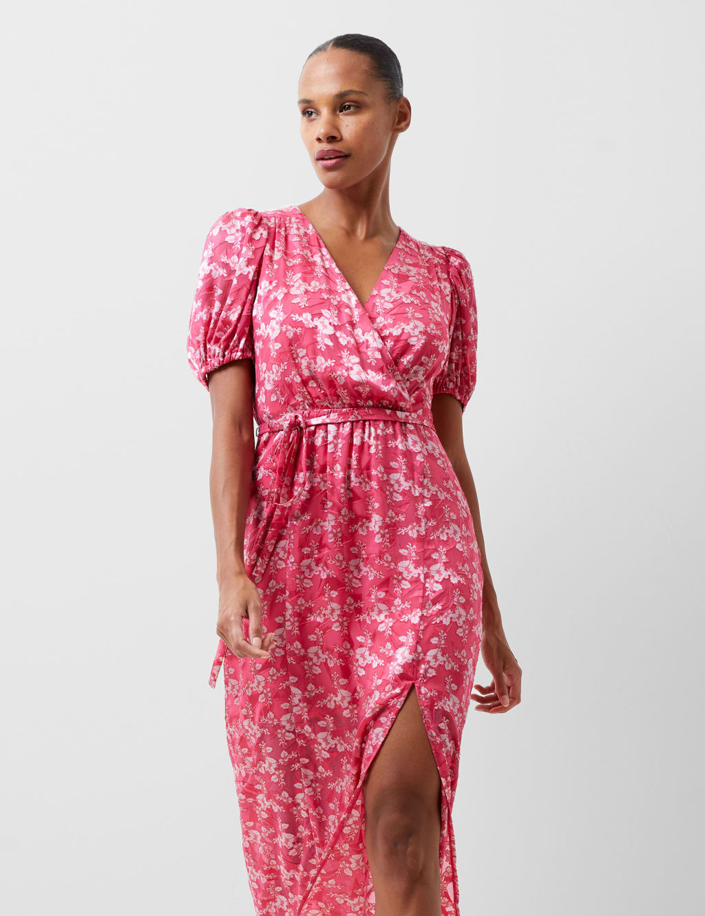 Burnout Floral Midaxi Wrap Dress