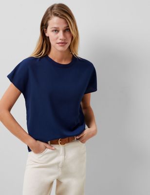 French Connection Women's Crew Neck Top - XS - Navy, Navy