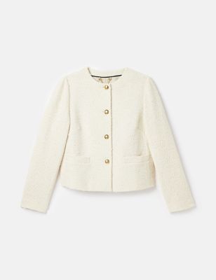 Joules Women's Cotton Rich Cropped Jacket - 8 - Cream, Cream